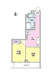 西武新宿線 下落合駅 徒歩4分の賃貸マンション 2階2Kの間取り