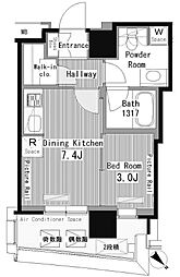 小田急小田原線 南新宿駅 徒歩3分の賃貸マンション 13階1DKの間取り