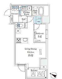 渋谷区東3丁目マンション ワンルームの間取図画像