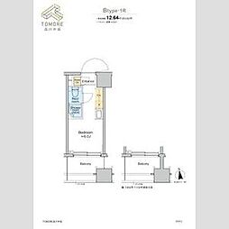 TOMORE品川中延 ワンルームの間取図画像