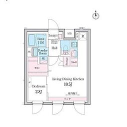 デュオメゾン都立大学 1LDKの間取図画像