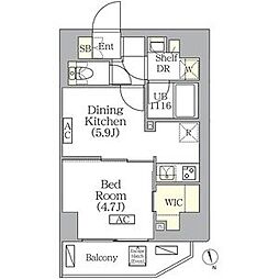 BRICKRESIDENCE南青山 1DKの間取図画像