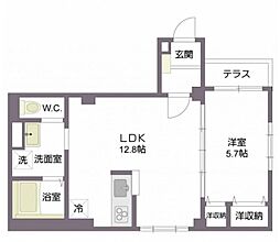 トリニティーシロカネ 1LDKの間取図画像
