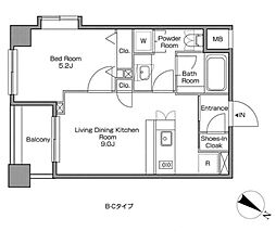 レジディアタワー中目黒 1LDKの間取図画像