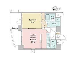 アジールコート西新宿 1LDKの間取図画像