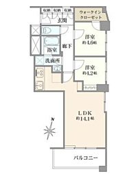 宮園キャピタルマンション 2LDKの間取図画像