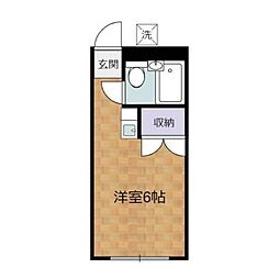 西武池袋線 ひばりヶ丘駅 徒歩22分の賃貸アパート 2階ワンルームの間取り