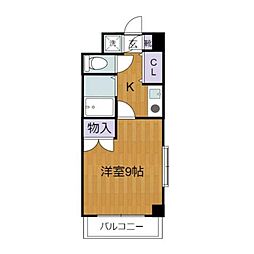 ベルウッド明大前 2階1Kの間取り