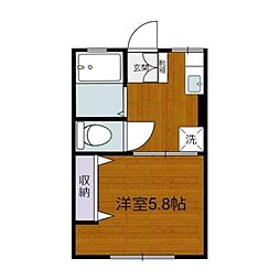 ハピネス1 1Kの間取図画像