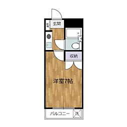京王線 中河原駅 徒歩7分の賃貸マンション 2階1Kの間取り