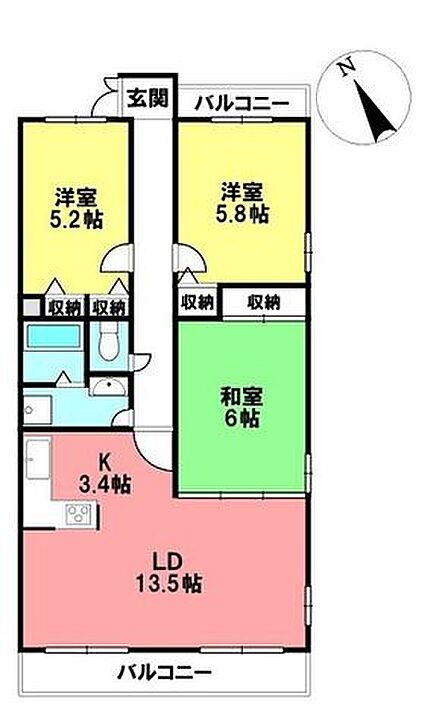 3LDK 間取り