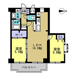 信開ウェラコート駅北 2LDKの間取図画像