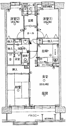 スクエアかいづか弐番館 2LDKの間取図画像