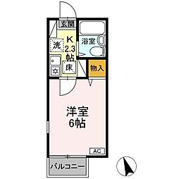 ソレイユ長野 1Kの間取図画像