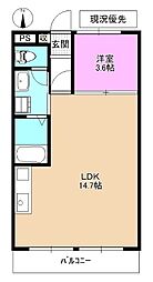 大成コート稲田A 1LDKの間取図画像
