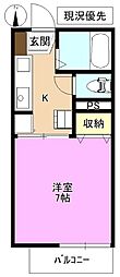 フレグランスライム 1Kの間取図画像