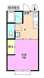 パインハイツ 1Kの間取図画像