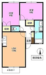ピュアアムールB 2LDKの間取図画像