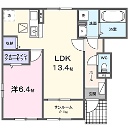グランテージ佐原 1LDKの間取図画像