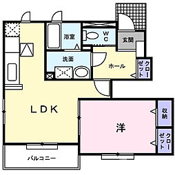 JR津山線 法界院駅 バス30分 中原下車 徒歩4分の賃貸アパート 1階1LDKの間取り