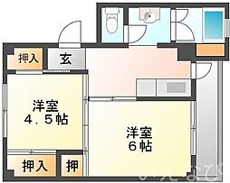 JR宇野線 宇野駅 4.4kmの賃貸マンション 1階2Kの間取り
