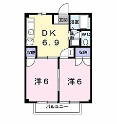 グリーンコートB 2DKの間取図画像