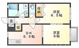 JR津山線 玉柏駅 徒歩29分の賃貸アパート 2階2DKの間取り