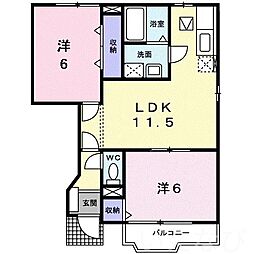 ヴィラフォーレストB棟 2LDKの間取図画像