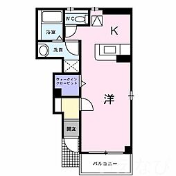 グレンツェントA棟 1Kの間取図画像