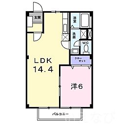 エンゼルハイツ中砂 1LDKの間取図画像