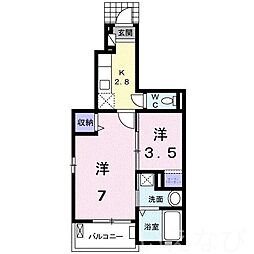 グランツ 1Kの間取図画像