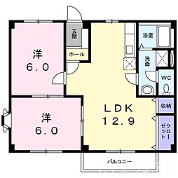 ハイブリッジ錦A 2LDKの間取図画像