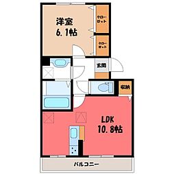 リヴェールマリーズD 1LDKの間取図画像