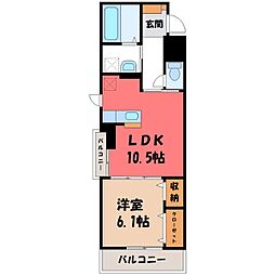 伊勢崎市今泉町1丁目アパート 1LDKの間取図画像