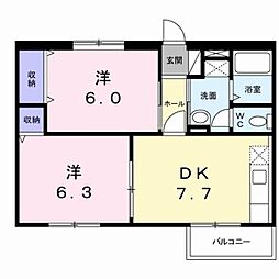 エミネンス・ユイ2 2DKの間取図画像