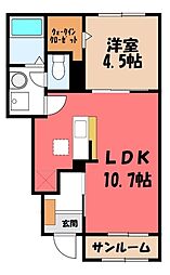 ウエスト.ゲート I 1LDKの間取図画像