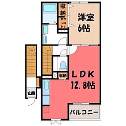 オアシスB 1LDKの間取図画像