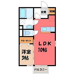 リヴェールマリーズA 1LDKの間取図画像