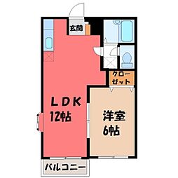 ハイツアルファ 1LDKの間取図画像