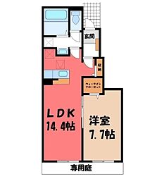 フローレス コート II 1LDKの間取図画像