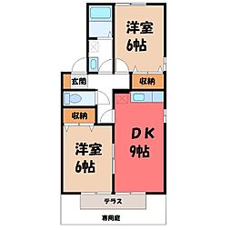 セジュール赤城B 2DKの間取図画像