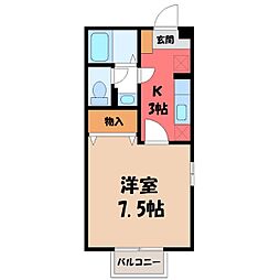 クレアール 1Kの間取図画像
