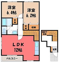 リヴィエールB 2LDKの間取図画像