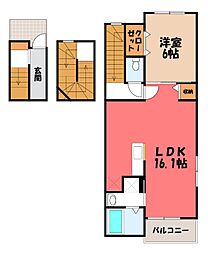 イーストグレイスA 1LDKの間取図画像