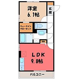 スクエアC 1LDKの間取図画像