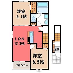 クレストコート 2LDKの間取図画像