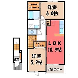 Mソレイユ 2LDKの間取図画像