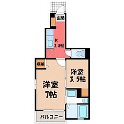 ラ・ネージュ2 2Kの間取図画像