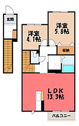 ベラカーサ明保野 A 2LDKの間取図画像
