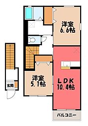 ベラカーサ明保野 B 2LDKの間取図画像